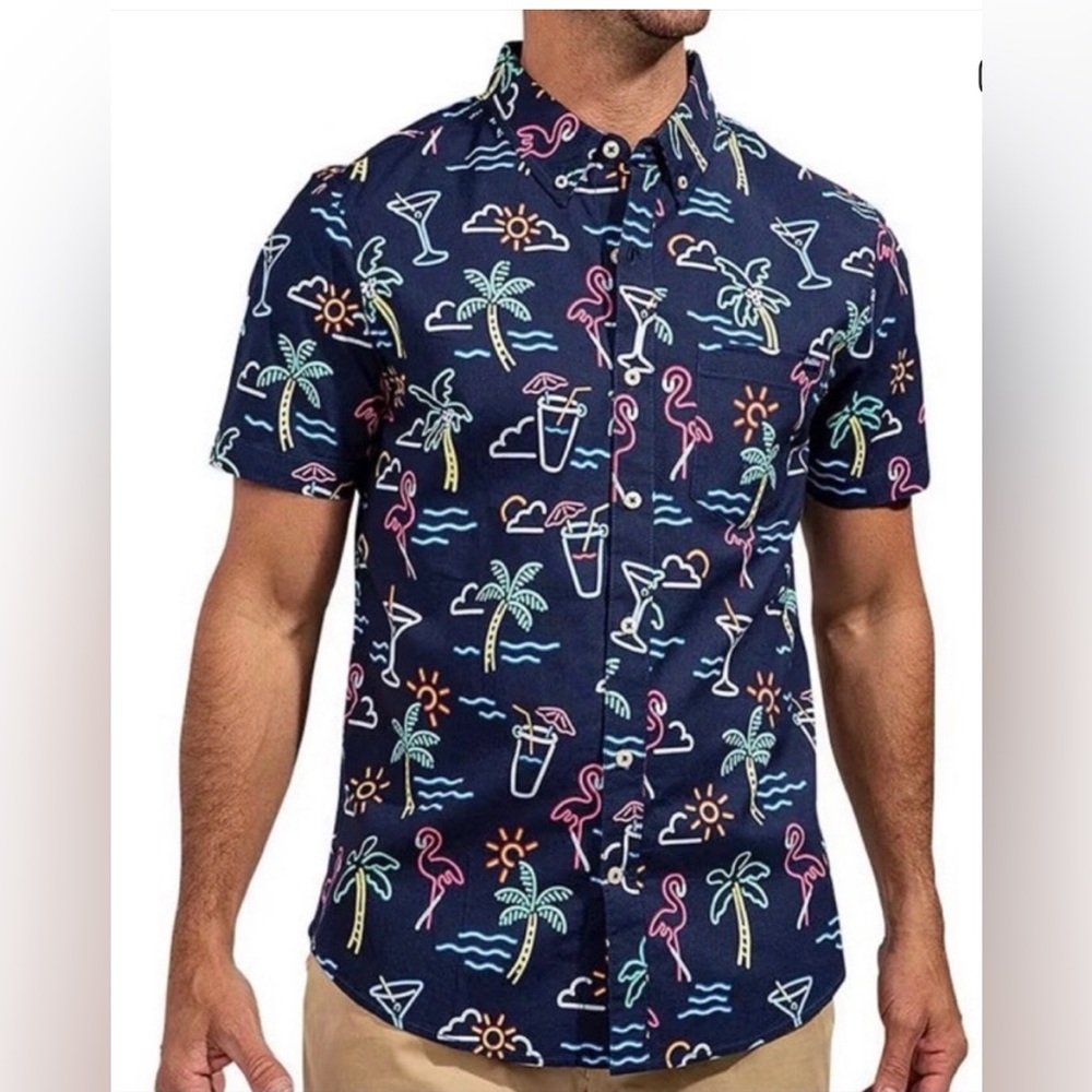 Chubbies Men’s The Neon Lights Performance Shirt Size Medium